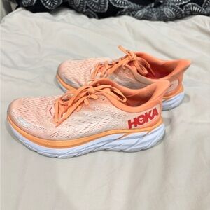 Hoka Orange Athletic Shoes with Cushioned Sole